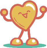 Heart character cheering